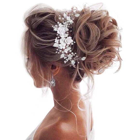 Accessories - Flower Bride Wedding Hair Vine Pearl Bridal Hair Piece Leaf Hair Accessories Rhi